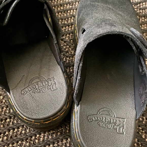 Dr. Martens Black Suede Slingback Platform Mules - Picture 2 of 5